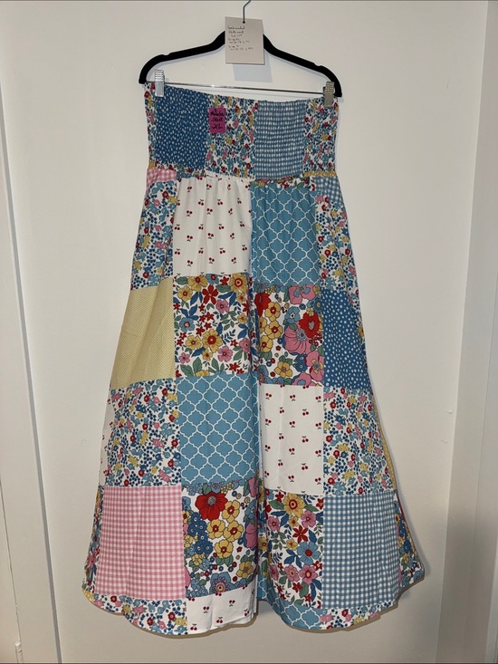 Dresses & Skirts - Patchwork Floral Maxi Skirt in Blue, Yellow and Pink